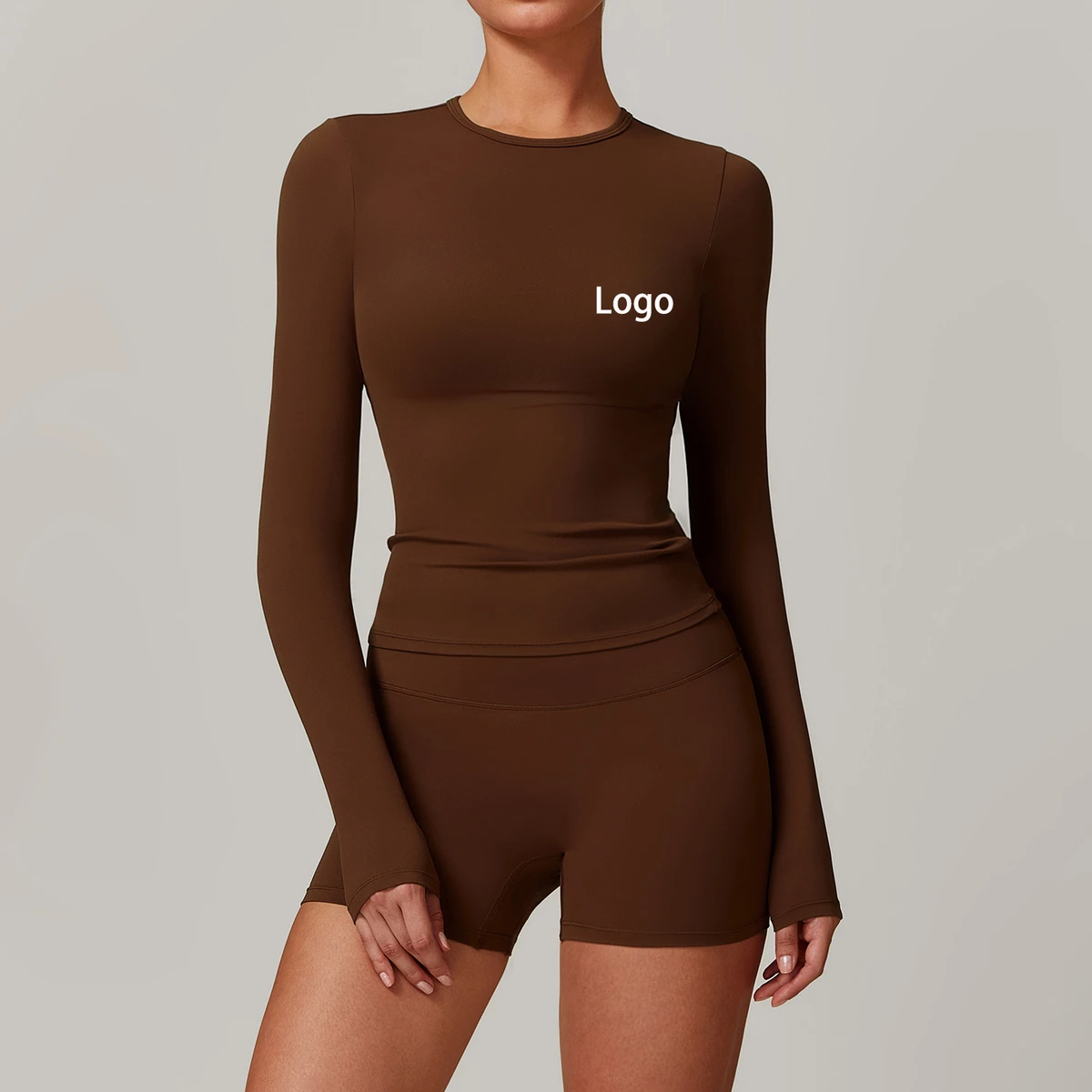 Hot Sale Women's Sports Four-Way-Stretch Yoga Brushed Slim Fit High Support Pilates High Quality Long Sleeve Crop Top Women