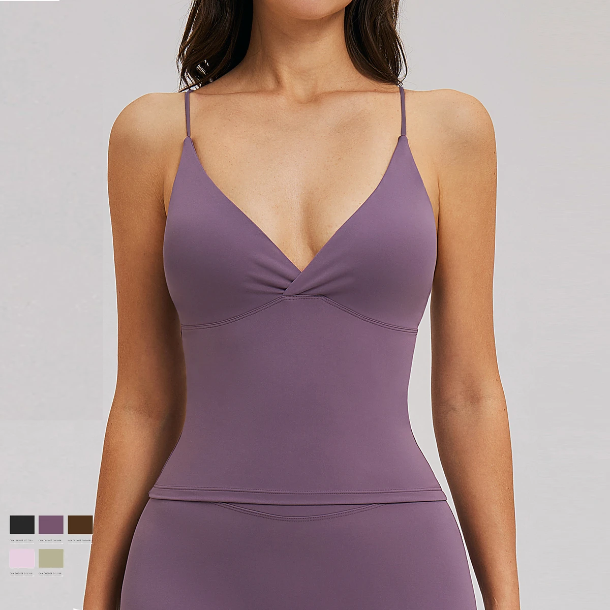 Crisscross Double Straps Backless V Neck Sexy Women's Yoga Crop Top Quick Dry Slim Fit Solid Seamless Sports Tank Top for Women