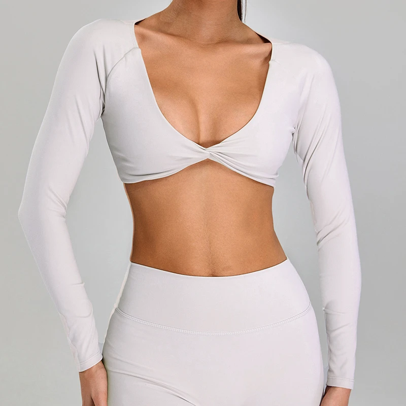 CIYING Wholesale New Open Back Yoga Tops Long Sleeve Custom logo Twisted Front Yoga Long Sleeve for Women