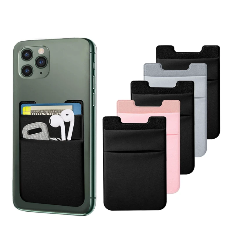 Lycra Phone Case Adhesive Pocket Back Phone Sleeves ID Card Pocket Lycra Phone Wallet Credit Card Holder