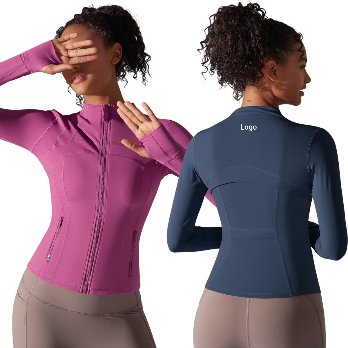 New Double-sided Nylon Brushed Sports Zipper Stand-up Collar Yoga Wear Jacket Sports Running Fitness Long-sleeved Tops Female