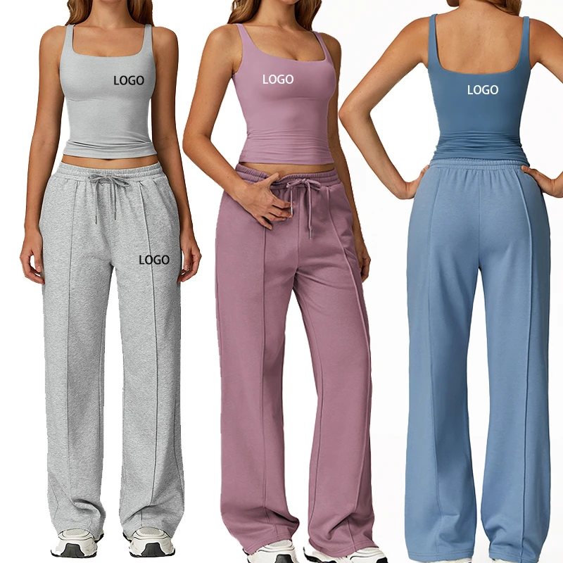 Women's Autumn Winter Sports Suit High-Waisted Wide-Leg Sweatpants Brushed Yoga 2-piece Women's Yoga Set