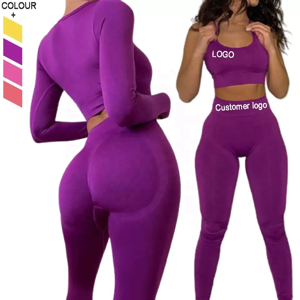 Custom Seamless Athletic Fitness Workout Wear Sports Activewear Women Yoga Pant and Bra 6 Piece Yoga Outfit Set Gym Fitness Sets