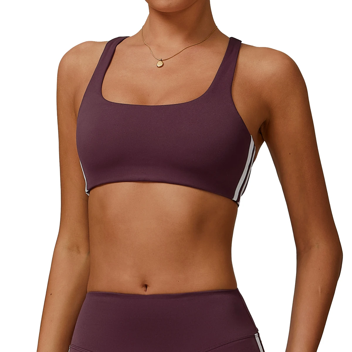 Women's Lightweight Quick Dry Sports Bra Plus Size Square Neck Soft Stretchy Compression Color Contrast Padded Yoga Fitness Wear