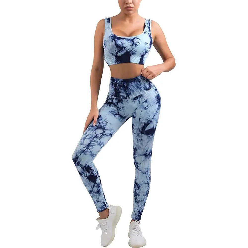 Fashion Style Sportswear Women Yoga Set Elastic Waist Breathable Quick Dry Plus Size Spandex/Polyester 2-Piece Fitness Wear Made