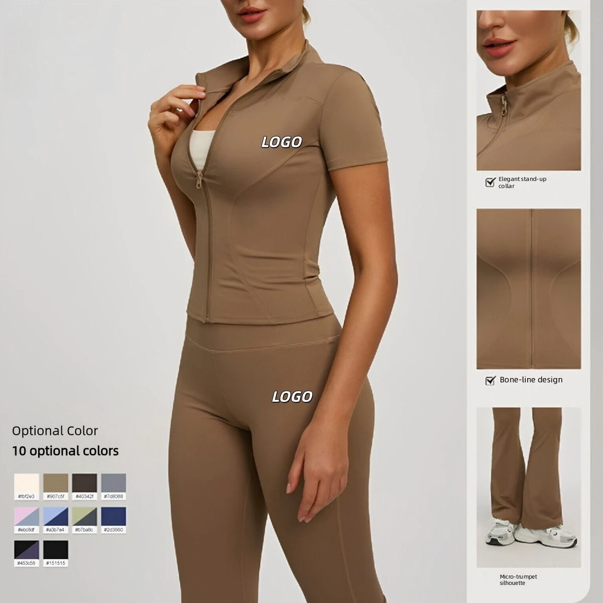 Top-level Women's Sets Yoga 2-Piece High Waist Tummy Control Leggings with Zippers Butt Lift 4 Way Stretch Breathable Gym Sets