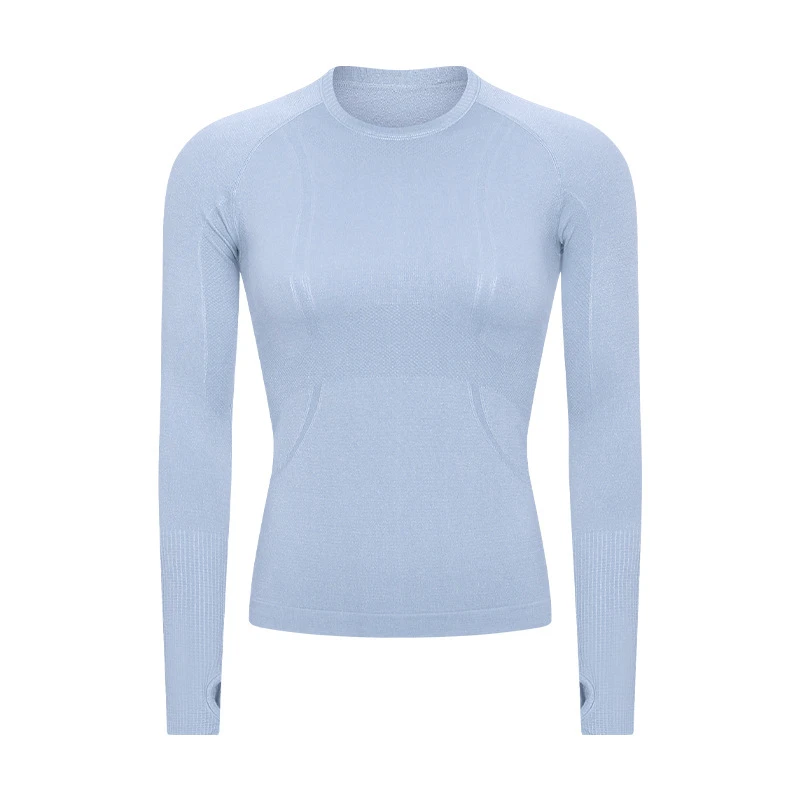Women's Long Sleeve Solid Sportswear Top Seamless Yoga T-shirt Thumb Holes Slim Fit Gym Fitness Running Workout Wear Spandex