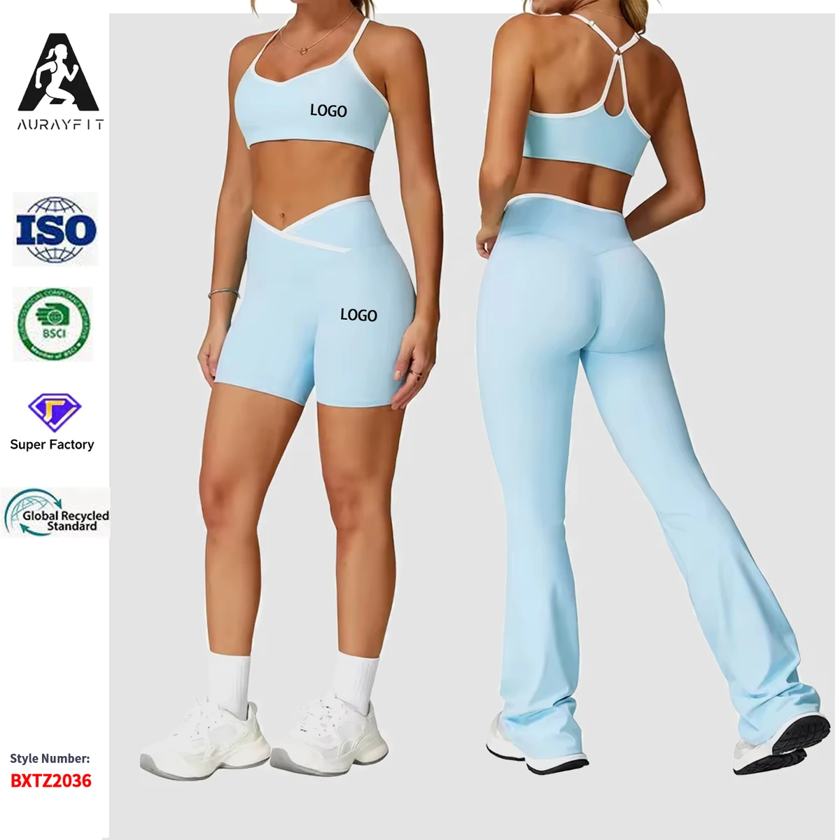 Women's Yoga Set 2-Piece Solid Breathable for Sleeveless High Waist Bell-bottoms Gym Sportswear Fitness