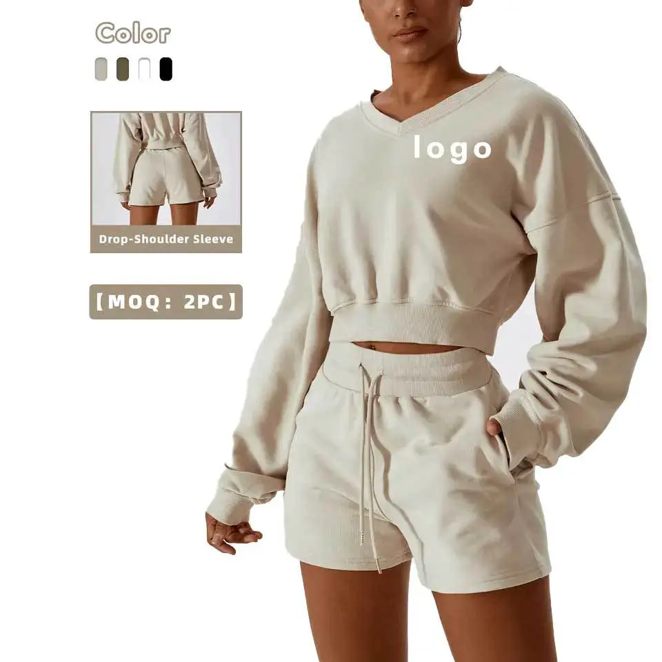 Loose Long-Sleeved Women Sports Yoga shirt V-Neck Pullover Casual Tops Outdoor Sweatshirt
