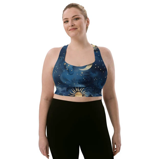 Girls High Support Strappy Sports Bra for Yoga Fitness Running Plus Size Front Logo Tank Top