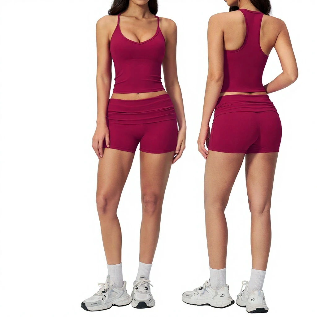 Custom Logo Print/Solid Summer U-Neck Tight Back Yoga Suit Stretch High Waist Quick-Dry Durable Breathable Fitness Clothing