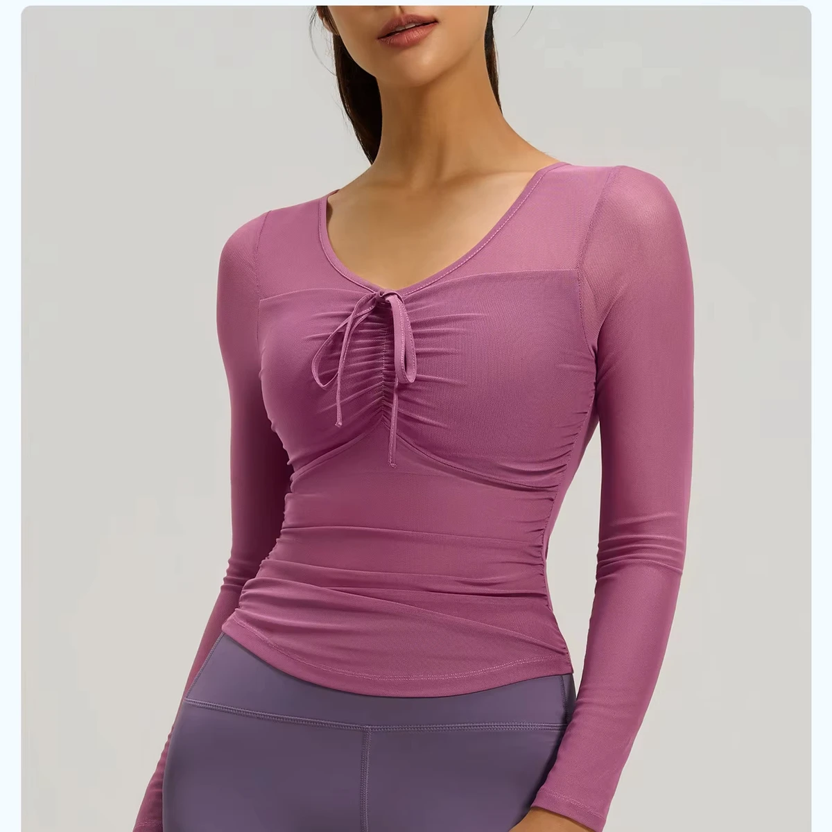 Wholesale New Sexy Mesh Fitness Yoga Top Slim Fit Long Sleeve Quick Dry Breathable Workout Shirt Women's Sportswear