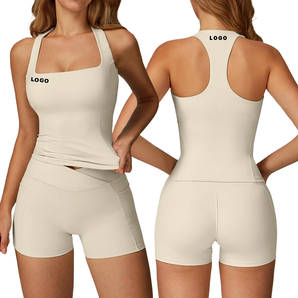 Women Lightweight Breathable Fitness Racerback Sleeveless Quick Dry Four Way Stretch Workout Tank Top Front Sports Yoga Wear
