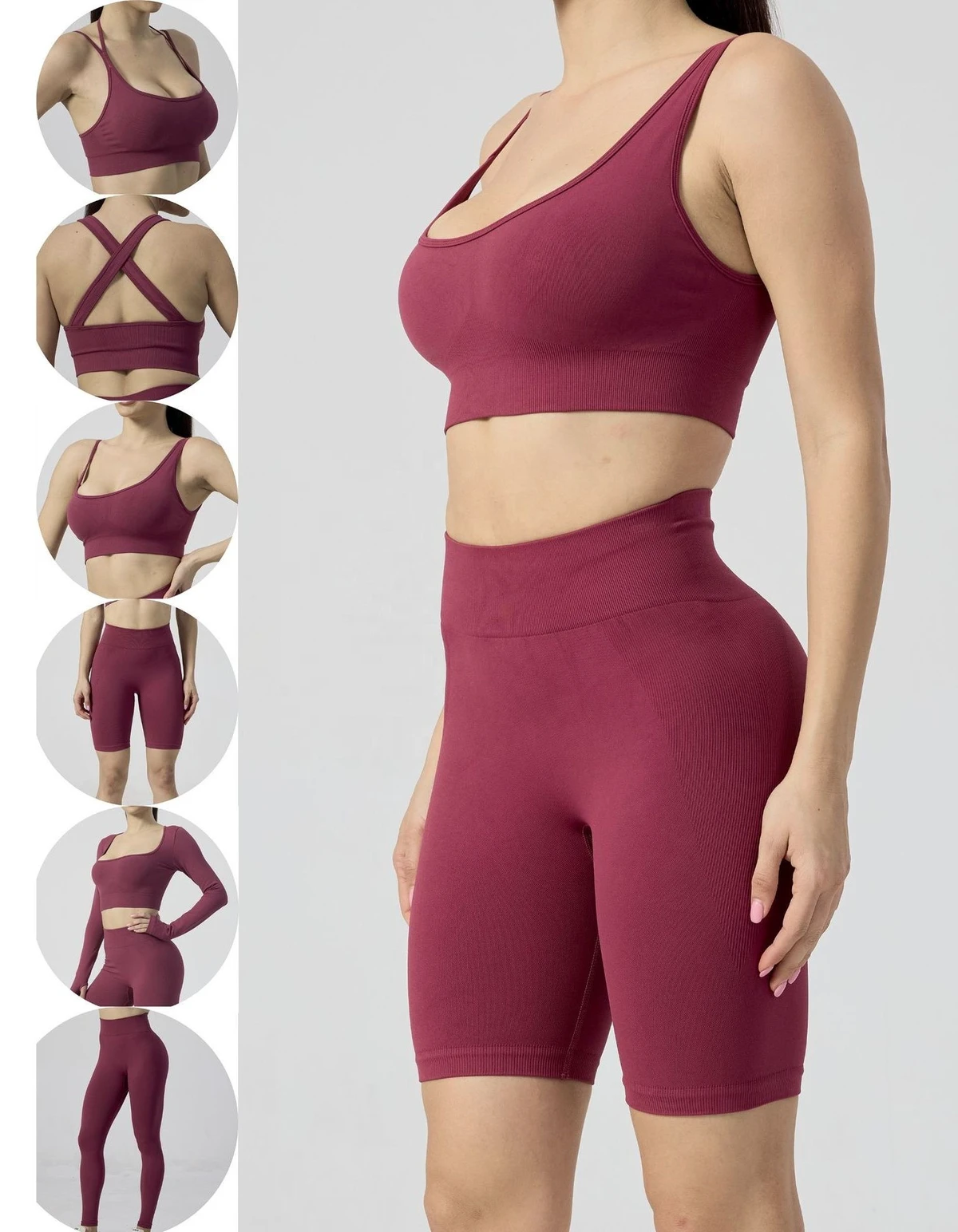 Fitness & Yoga Wear 6PCS Solid Color Seamless Activewear Sports Leisure Suit Gym Workout Sets for Women