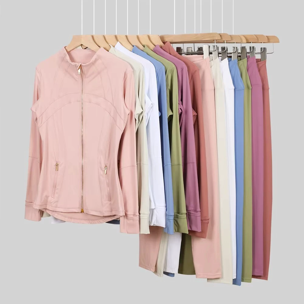 Buttery Soft Naked Feel Slim Fit Running Jacket Full Zip Long Sleeve Yoga Top with Thumbholes Women's Sports Athletic Activewear