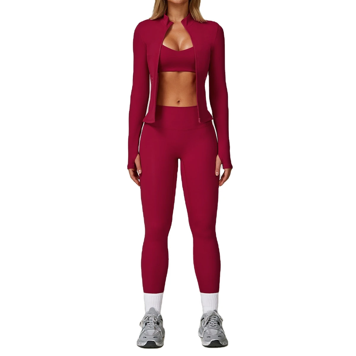 Outdoor Running Sports Three-Piece Yoga Set Summer Solid Pattern Quick-Drying Fitness Clothes Shorts Set