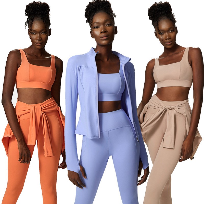 DC134+C135+C136 Yoga Suit Women's Large Size Sportswear Three-piece Nude Fitness