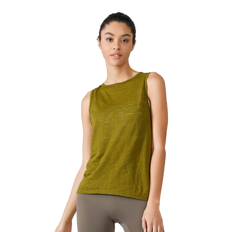 New Women's Plus Size Summer Breathable Crew Neck Sleeveless Yoga Top Active Stretch Sweat-Wicking Quick Dry Anti-Odor