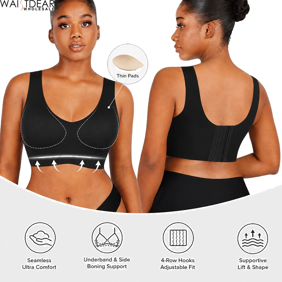 Wholesale New Design Factory Price Seamless Hide Back Fat Breathable Sports Bra Push up Shapewear Bra for Women