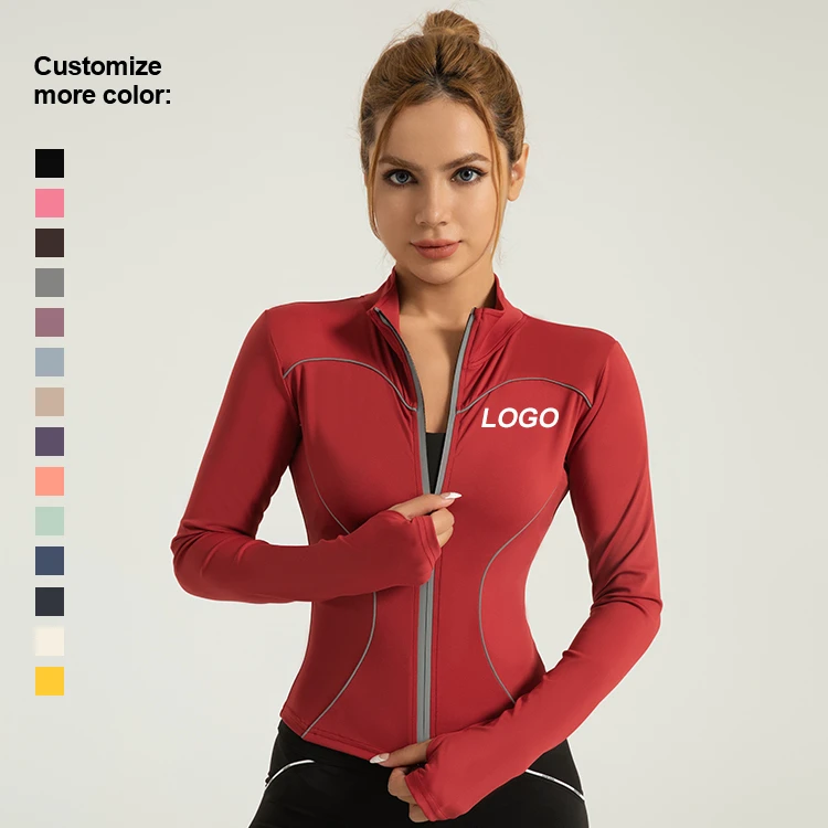 Customizable Lightweight Quick-Drying Women's Long Sleeve Sports Jacket Breathable and for Running Yoga Top for Adults