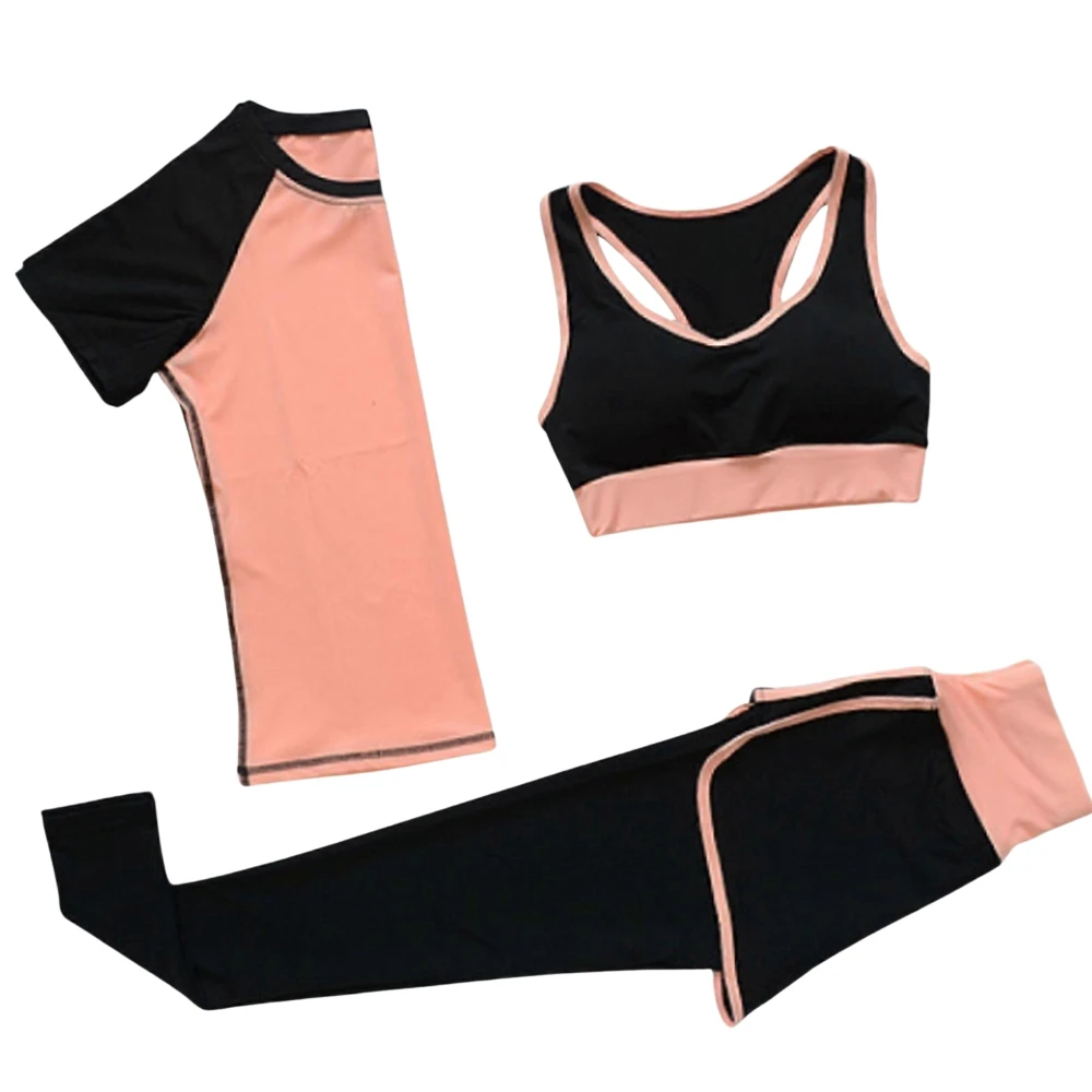 Fashionable Comfortable Women's Yoga Suit 4-Piece Compressed Sports Bra Leggings Breathable Solid Color Workout Gear Front