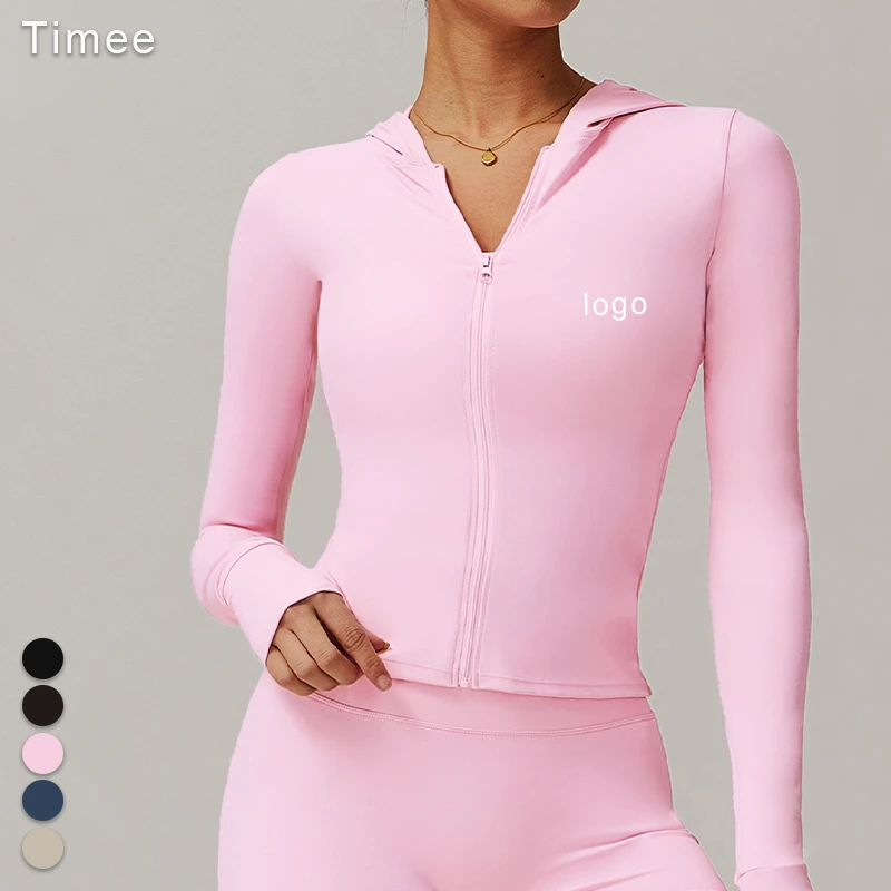 Zipper Tight Long-sleeved Sports Coat Women's Running Fitness Yoga Wear Slim Soft Top