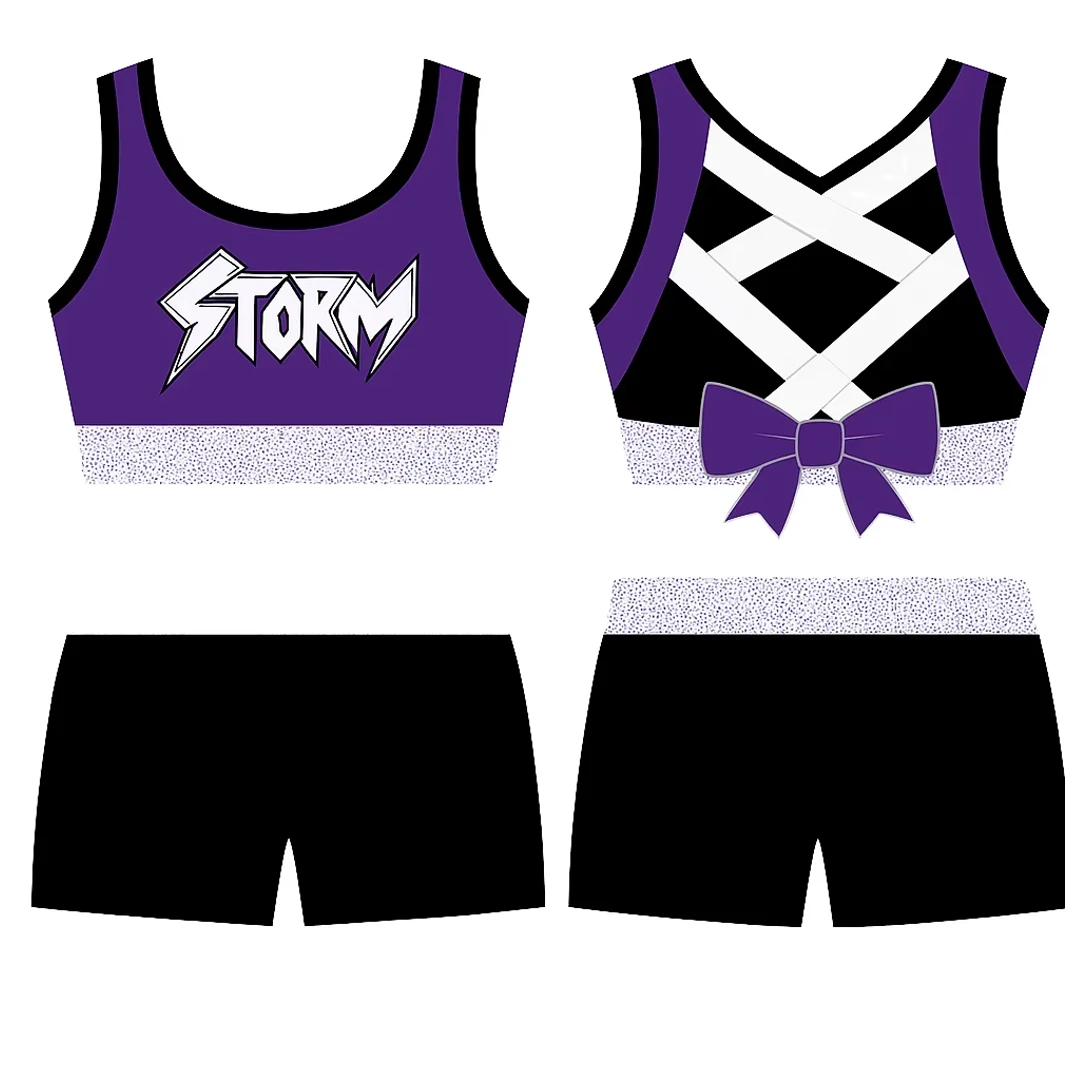 SAMAVIA Girls' Children's Youth Cheerleading Uniforms Shorts Bra Spandex/Polyester Heat-Transfer Printed Customizable Colors