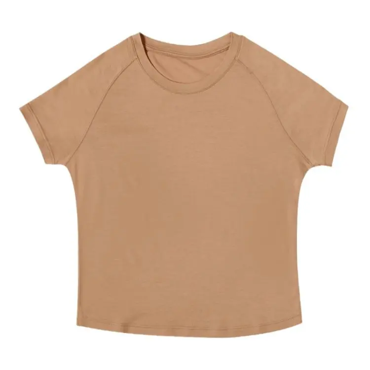 300G High Quality Women's Casual Short Sleeve T-Shirts Breathable Anti-Pilling Cotton Mix Spandex Solid Round-Neck Slim Tshirt