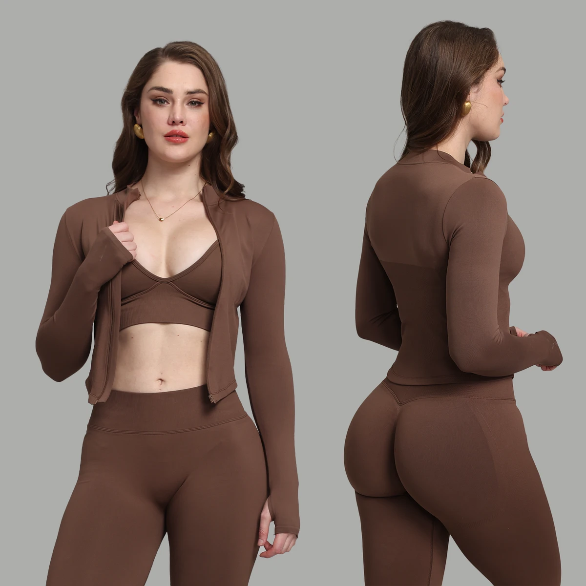 Customized Women's Sportswear Fitness Workout Short-sleeved Top, Long-sleeved Tight-fitting Elastic Fitness Top