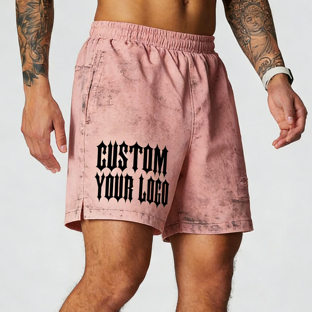 Custom High Quality Men's Athletic Sport Shorts Plus Size Breathable Elastic Waist Mid Rise Solid High Street Mesh Lining Shorts