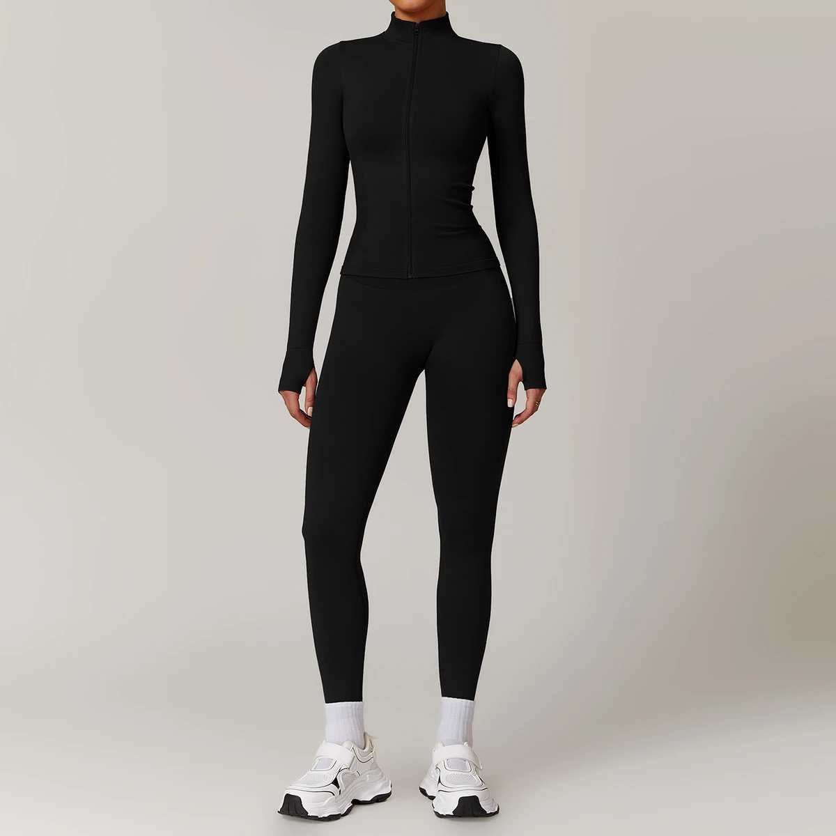 Custom Seamless Women Long Sleeve Yoga Sets High Quality Slim Fit Jacket Workout Outfit Active Leggings 2 Piece Gym Fitness Sets