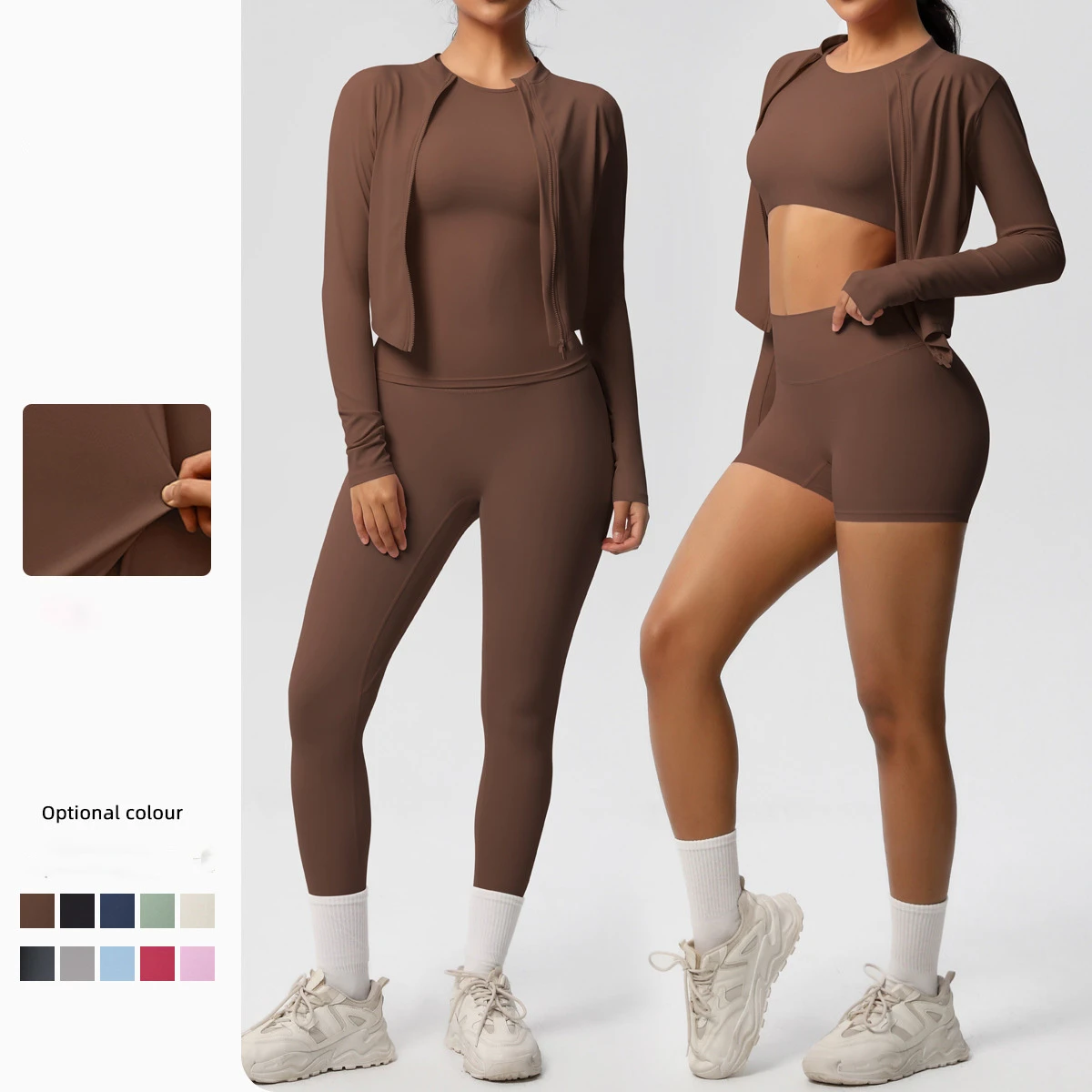 Women's Seamless 3-Piece Yoga Wear Set High Elastic Quick Dry Workout Clothing Wholesale Fitness Solid Plus Size for Running