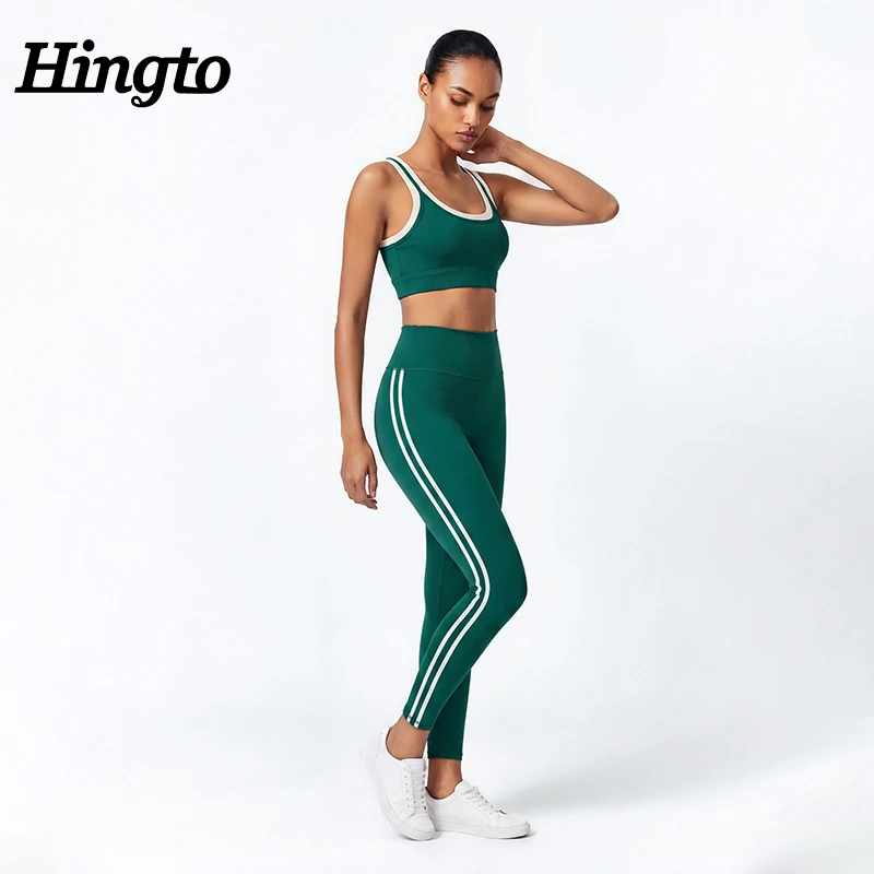 Custom Logo Premium Contrast Yoga Matching Sets Women Sculpting Sports Bra High Waist Leggings Gym Activewear Private Label