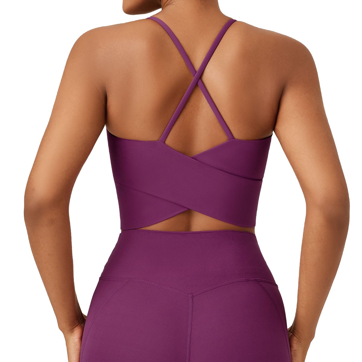 Women's Lightweight High-Impact Sports Bra with Front Logo Built-In Cups Shockproof Back Support Breathable Yoga Top