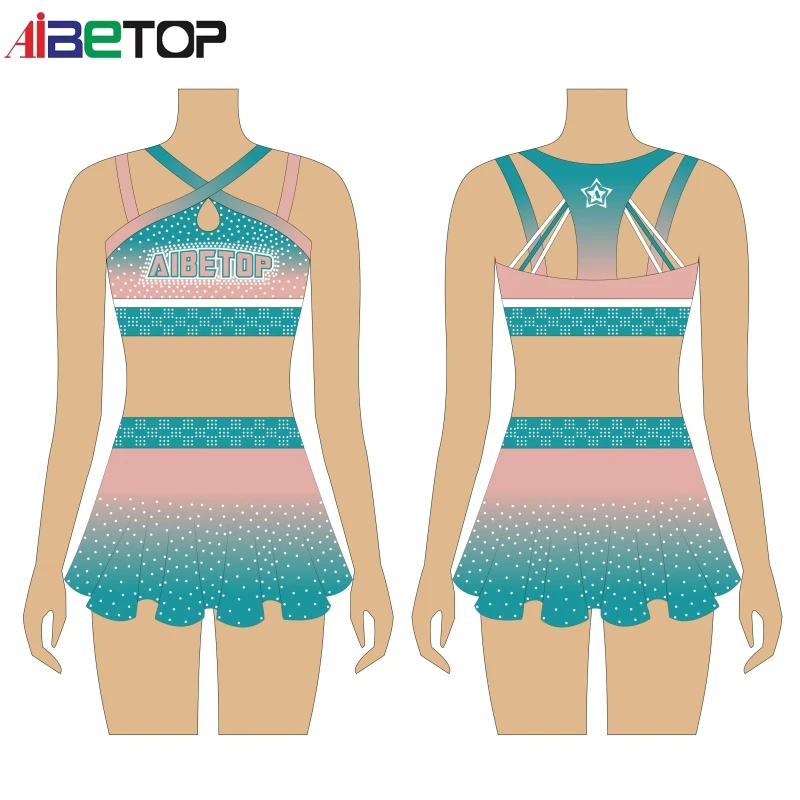 Custom High Quality Children's School Hot Sale Sports Bra and Short Cheerleading Uniform for Girls
