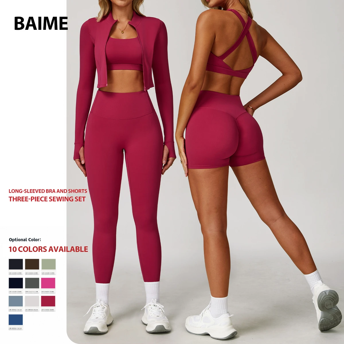 Hot Sales Quick Dry Fitness & Yoga Wear Backless Wrap Top Yoga 3 Piece Yoga Set for Women