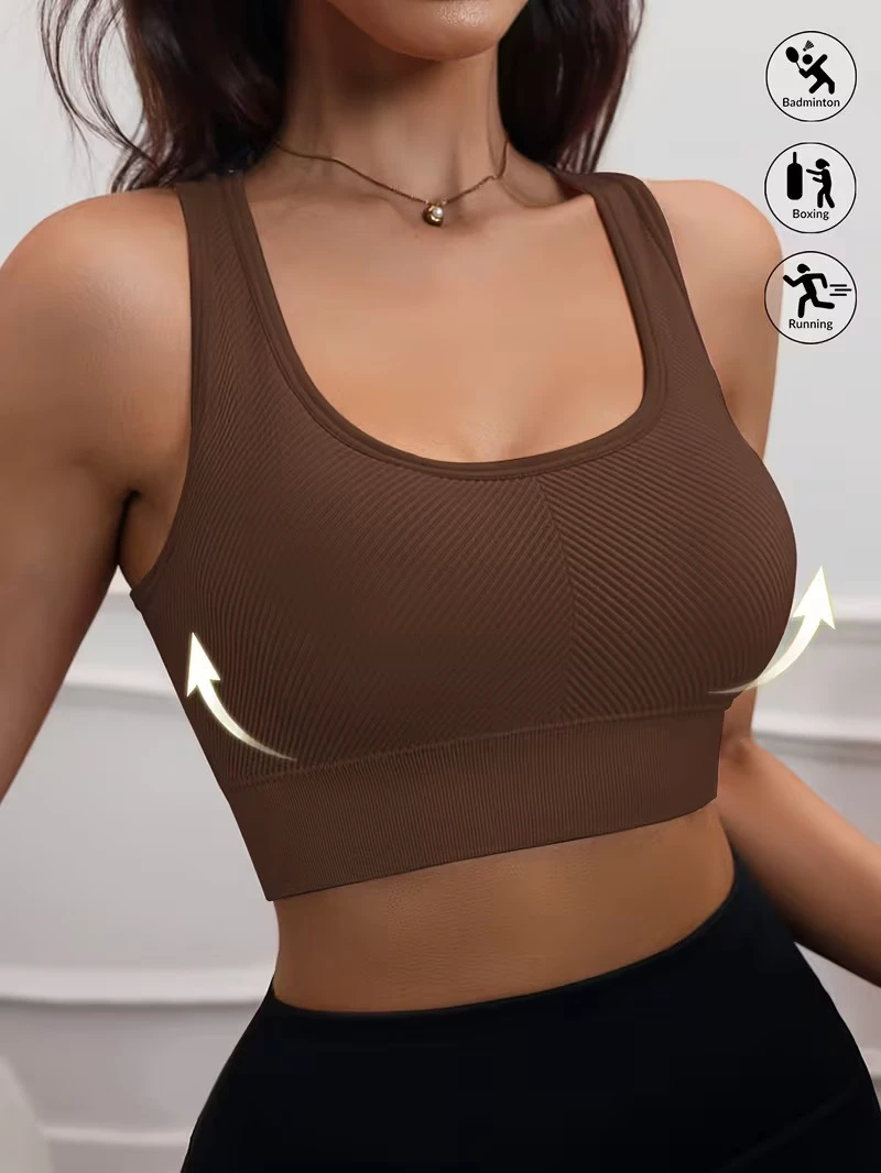 Premium Longline Activewear Cami | Women's Seamless Knit Racer Back Gym Top | High Support Flexible Performance Sport Bra