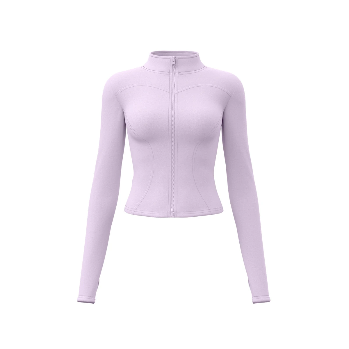 Solid Color Zipper-Front Long Sleeve Fleece Yoga Jacket Slim-Fit Elastic Running Fitness-lined Top Women Warm Polyester Workout