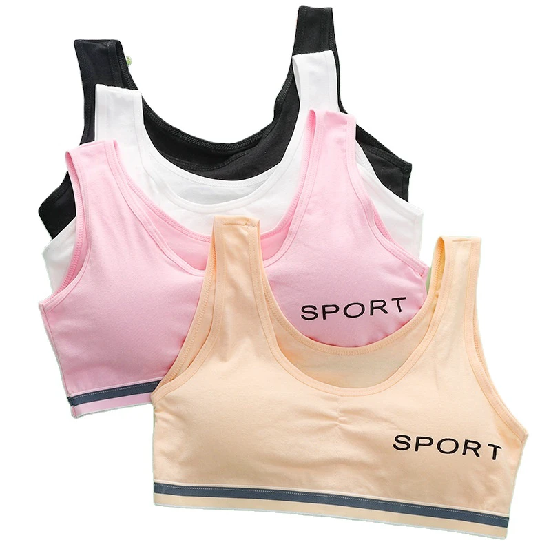 School Student Girl Dance Training Cotton Underwear Vest Wireless Thin Padded Kids Sports Bra