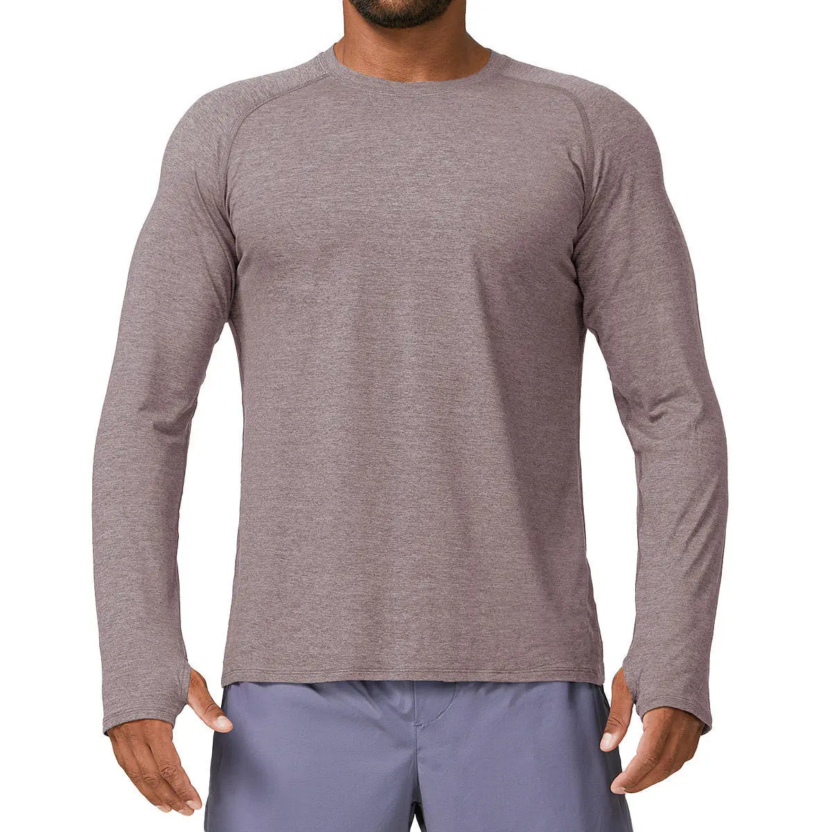 Mens Stretch Top Sweatshirt Crew Neck Quick Dry Sports Shirt Yoga Long-sleeved Breathable Solid Training Gym Running Tshirt