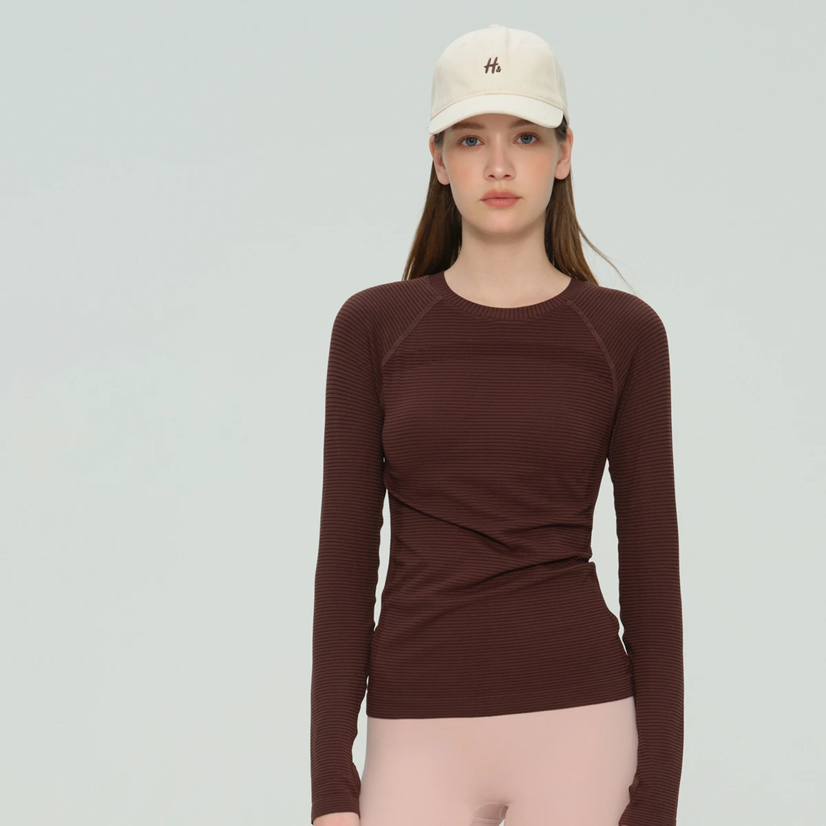 Yoga Long Sleeved Shirt Women's Elastic Tight Pilates Running Exercise Breathable Seamless Skin-Friendly Fitness Sports Front