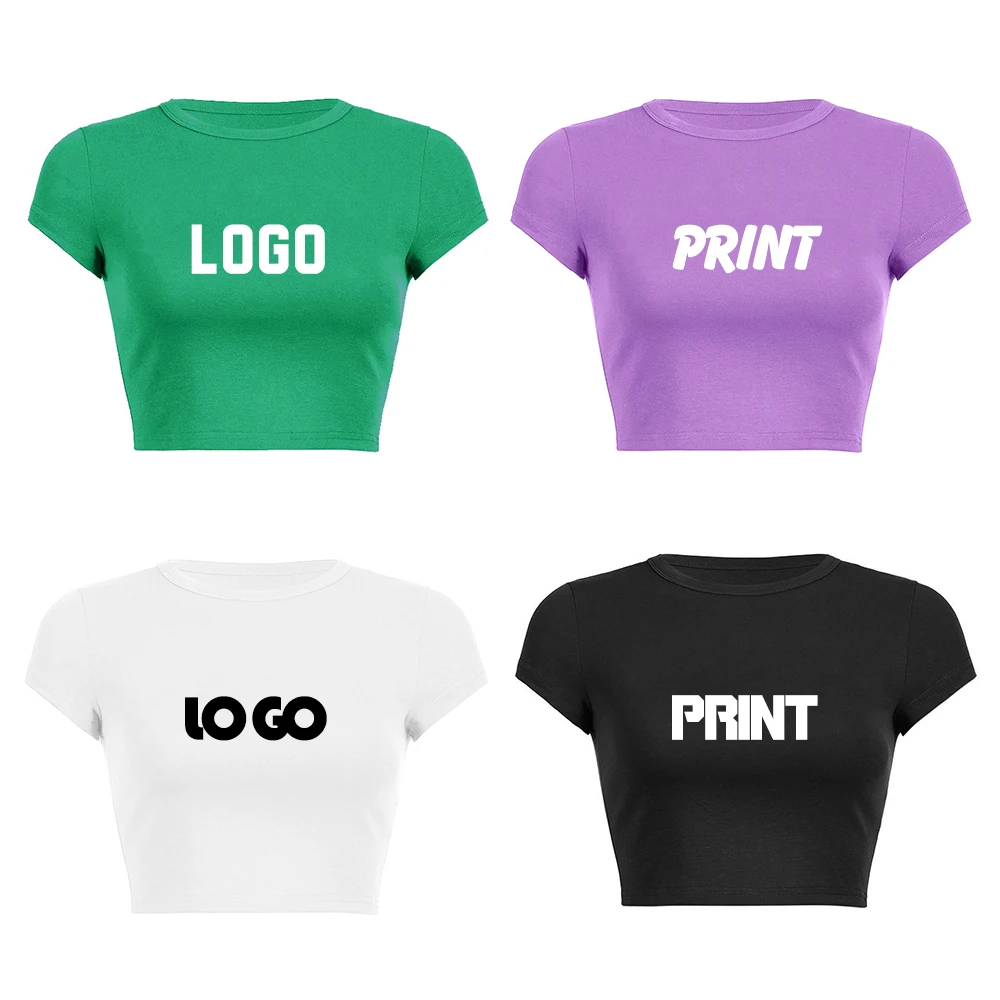 OEM Manufacturers Wholesale High Quality Cotton Baby Tee Women Crop Top Custom Printed Crop Tops
