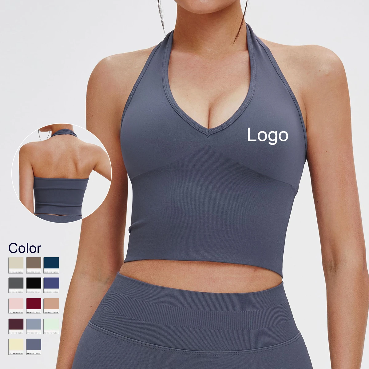 Seamless Breathable Simple Gym Wear Yoga Bra Women Gym Fitness Tank Top Sexy Halter Vest