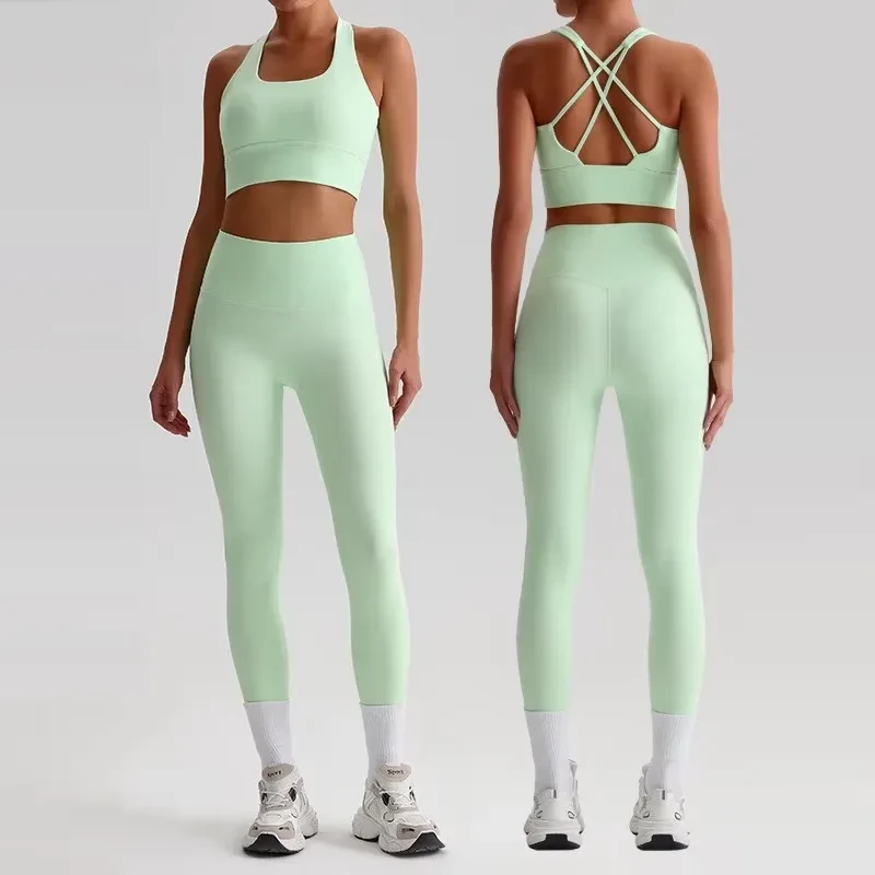 8697 35 Colors Women's Workout Top & Bottom Sets Women's Tracksuits Sports Bra and Tight Legging Girls Yoga Clothing