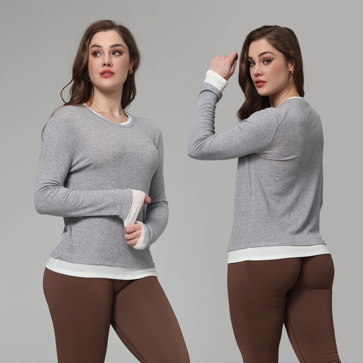 Ladies' New Comfortable and Loose Round-neck Yoga, Fitness, Sports and Running T-shirts with a Stylish Long-sleeve Design