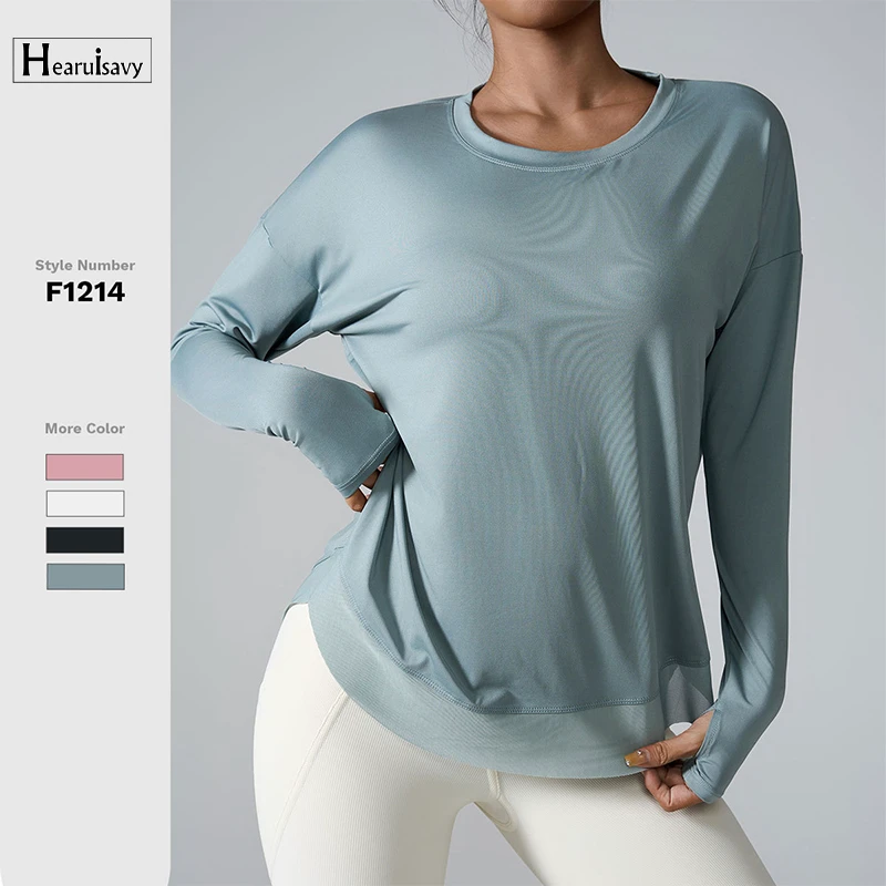 New High Quality Long Sleeve T-shirt Gym Tops Breathable Quick-drying Loose Women's Sports T-shirt Women's Clothing Yoga
