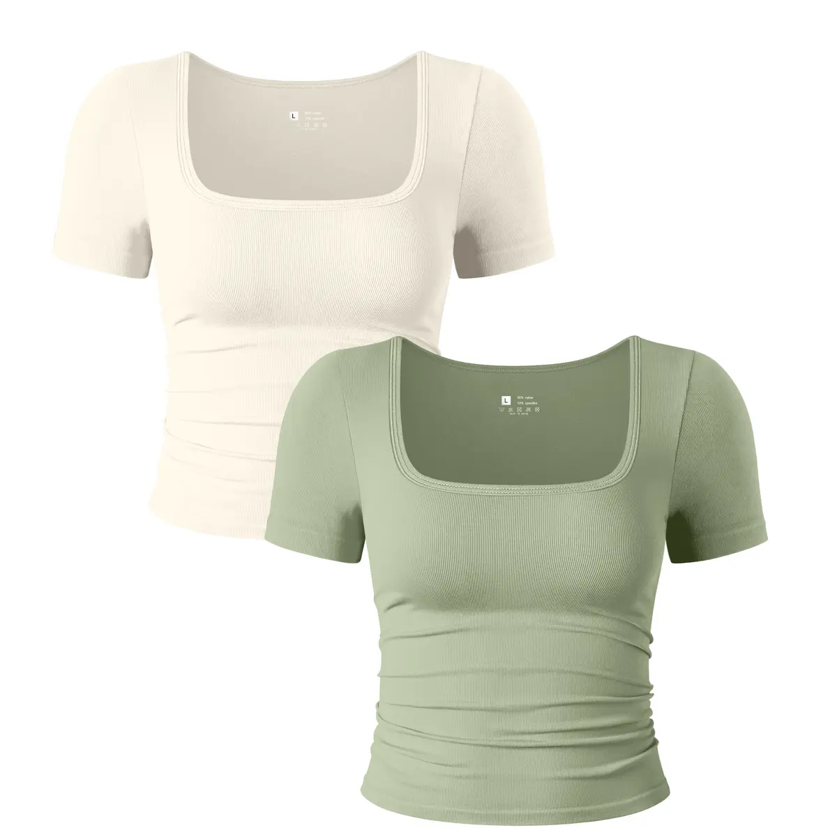 Hot Selling Women's Casual Sports Yoga Top Square Neck Short Sleeved Breathable Lightweight Plus Size Available with Front Logo