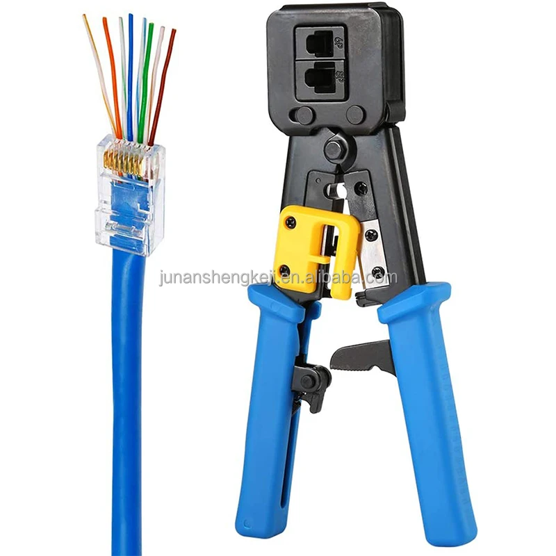 Multifunctional RJ45 Cable Crimper Tool for Cat6/Cat5e Plug Pass Monitor Use
