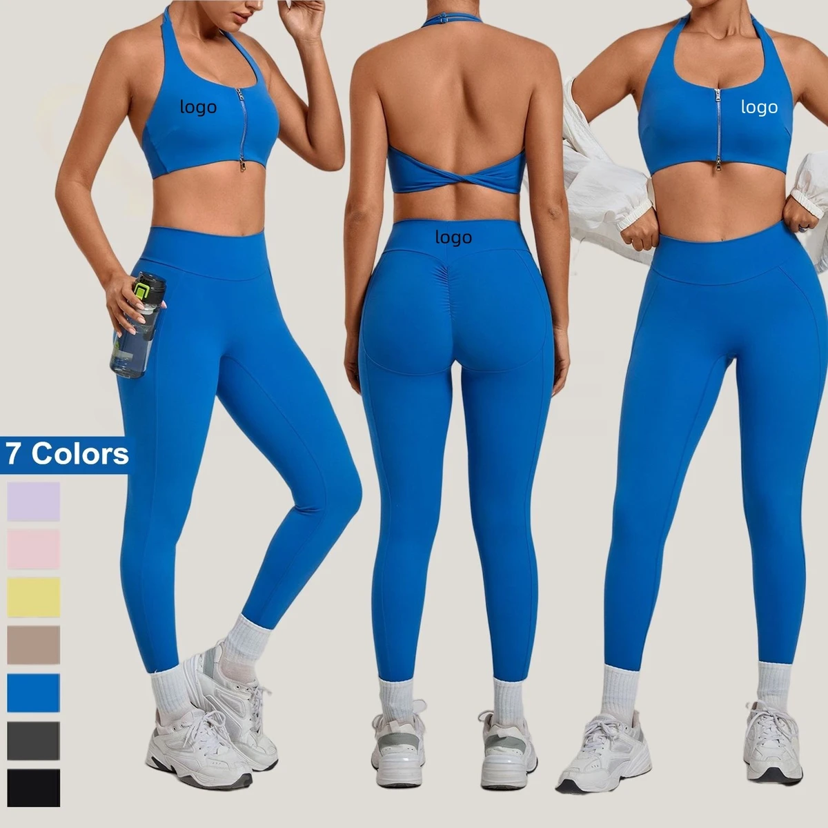 Women's Yoga Set 2-Piece Athletic Leggings Sports Bra Sleeveless Eco-Friendly Breathable Spandex/Polyester Full Length Front