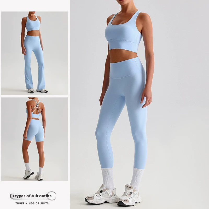2026 Women's Yoga Suit 2-Piece Nude-Feel Elastic Back Bra Butt-Lifting Breathable Running Fashion Yoga Pants Sets